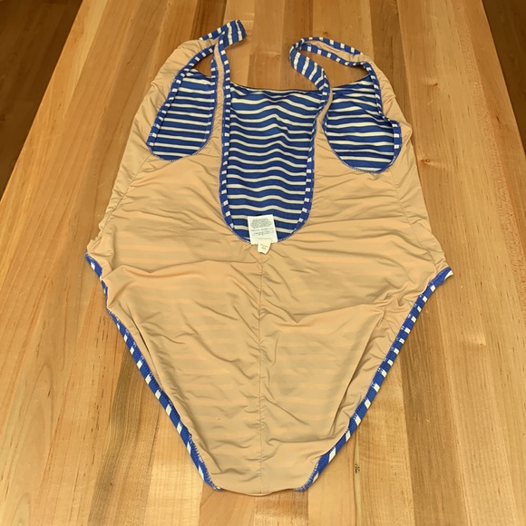 J.Crew Style J1815 Plunging scoopback one-piece swimsuit in blue/white stripe 14 - Picture 10 of 10
